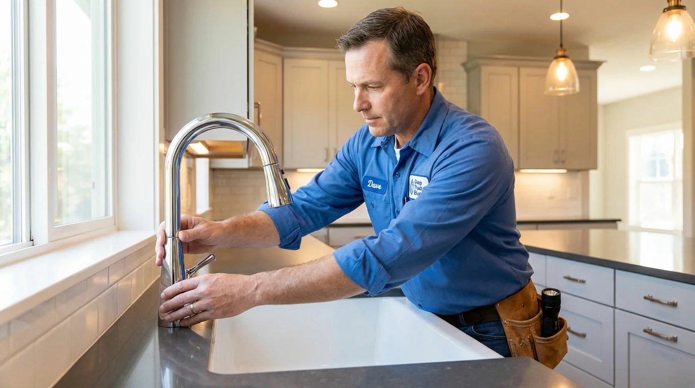 Kitchen faucet installation by Johns Plumbing LLC in Romney