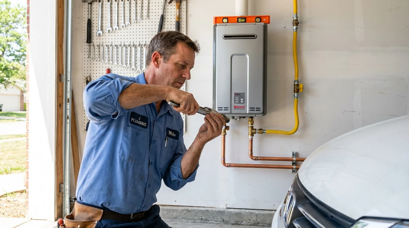 Tankless water heater installation by a Johns Plumbing LLC plumber in Romney